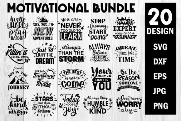 20 Motivational Quote SVG Bundle: Graphics for Print Templates