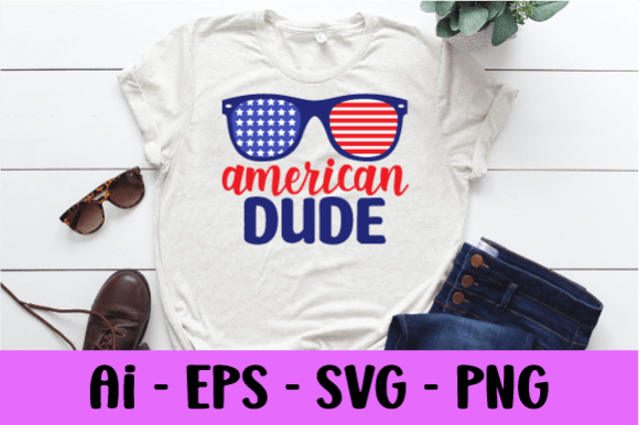 American Dude Sunglass USA Flag SVG: Graphics & Print Templates