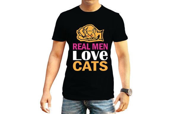 Cat Quote SVG Design: Real Men Love Cats Graphics
