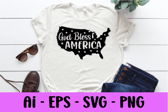 God Bless America Map SVG: Graphics for Print Templates