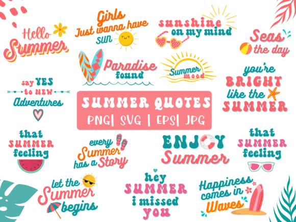 Summer Quote SVG Bundle: Graphics & Print Templates
