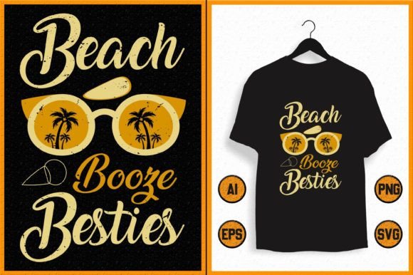 Vintage Beach Booze Besties Shirt SVG: Graphics & T-Shirt Designs
