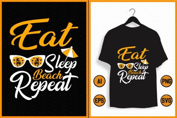 Vintage Eat Sleep Beach Repeat SVG Graphics